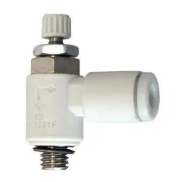 SMC exhaust type flow control valve, AS1201F-M5-04 with quick-connect coupling