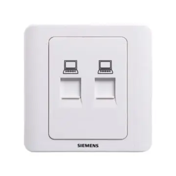 SIEMENS Vision Series 2-outlet 8-pin RJ45 computer socket (Category 6, unshielded), 5TG01281CC1, Elegant White