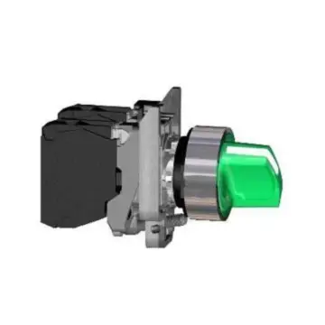 Schneider Electric Illuminated Selector Switch, XB4BK123B5, Illuminated Self-Locking, Green, 24V (ZB4BW0B35+ZB4BK1233)