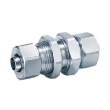 SMC recessed pipe fitting, KFG2E0604-00, for panel mounting, straight-through pipe.