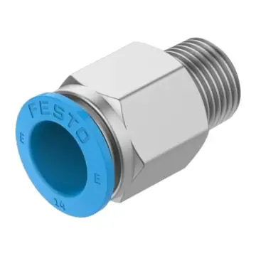 Festo quick-connect coupling, NPQE-D-R38-Q14-P5, 8112927, external thread straight-through coupling, R3/8 to 14mm.