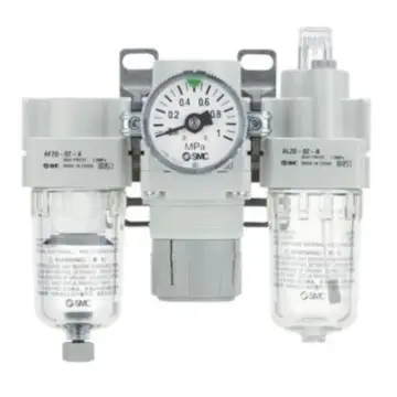 SMC triple unit, AC10-M5-A filter + regulator + oil mist lubricator