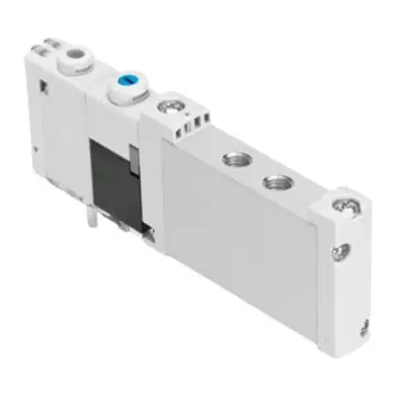 Festo 2-position 5-way solenoid valve, VUVG-S10-M52-RZT-M5-1T1L, 573392, semi-pipe valve, single solenoid control.