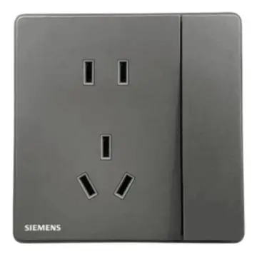 SIEMENS 10A two- or three-pole socket with single-pole rocker switch (new national standard), 5UB81263NC052P Ruizhi series, gray.