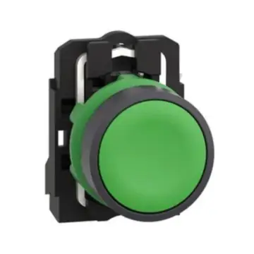 Schneider green flat-top button, XB5AA31C = ZB5AZ101C + ZB5AA3C