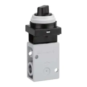 SMC mechanical control valve, VM230-02-34RA, red knob (2 positions), side piping, 2-position tee, R1/4