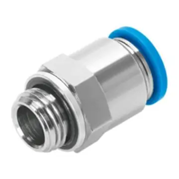 Festo quick-connect straight connector, QS-G1/8-4, 186095, external thread, with external hexagonal head.