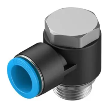 Festo external thread quick-connect elbow, QSLV-G1/2-12, 186146 with external hexagonal head, rotatable.