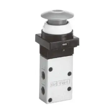 SMC 3-way mechanical control valve, VM430-01-30B, black push-button type (mushroom head).