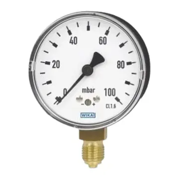 WIKA diaphragm pressure gauge, 611.10.063 0-10KPa, black steel + copper G1/4 radial, imported from Germany.