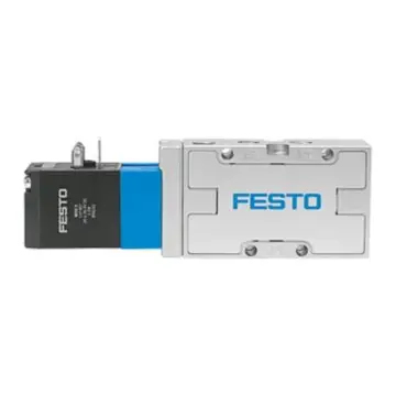 Festo 2-position 5-way solenoid valve, MVH-5-1/8-B, 19779, mechanical reset, internal pilot air supply, coil not included.