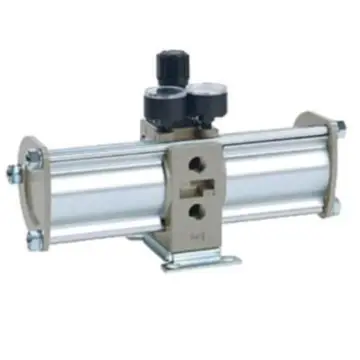 SMC VBA-A pressure booster valve, VBA40A-F04GN, manual operation type, connection G1/2, with pressure gauge and silencer.