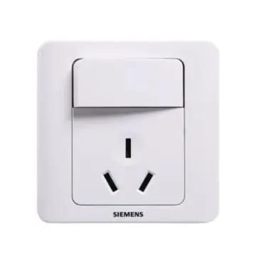 SIEMENS Vision Series 16A Three-Pole Socket with Single-Pole Switch (Large Rocker), 5UB02021CC1, Elegant White