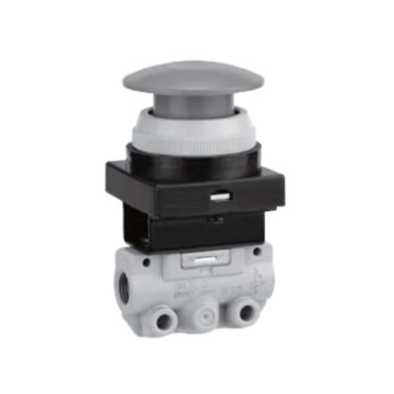 SMC mechanical control valve, VM120-01-30BA, black push-button (mushroom head), side piping, 2-position 2-way, R1/8