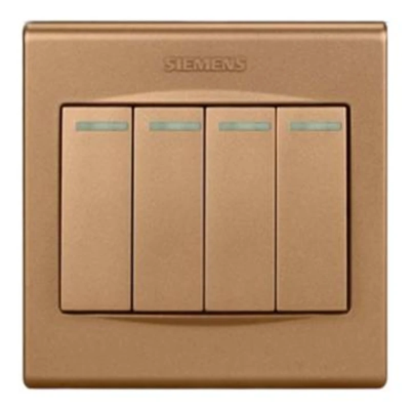 SIEMENS Pin Yi Series 4-position single-pole rocker switch (with fluorescent indicator), 5TA06414NC03 Champagne Gold