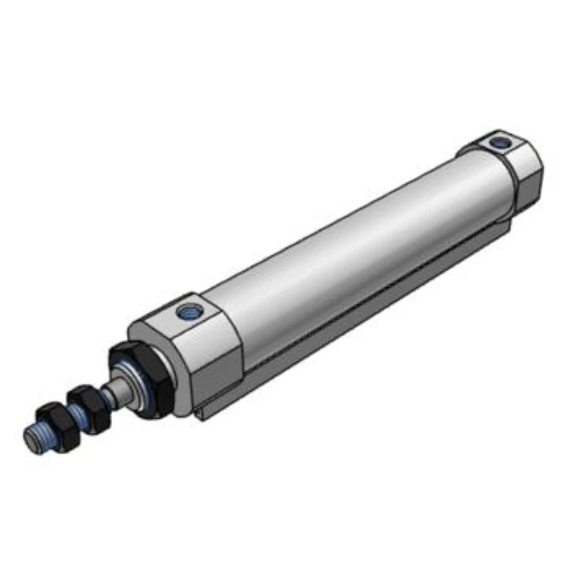 SMC cylinder, CDJ2B16-10Z-A single-lever double-acting, with cushioning pad, rail mounting.