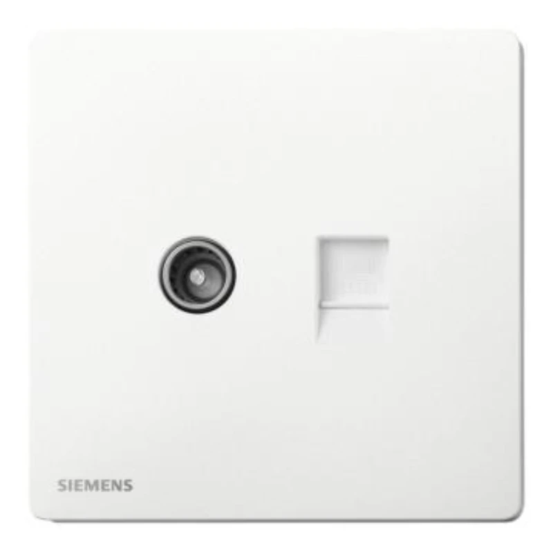 SIEMENS CAT5E 5UH31353NC01 TV + PC socket, Matte White, from the Acus series.