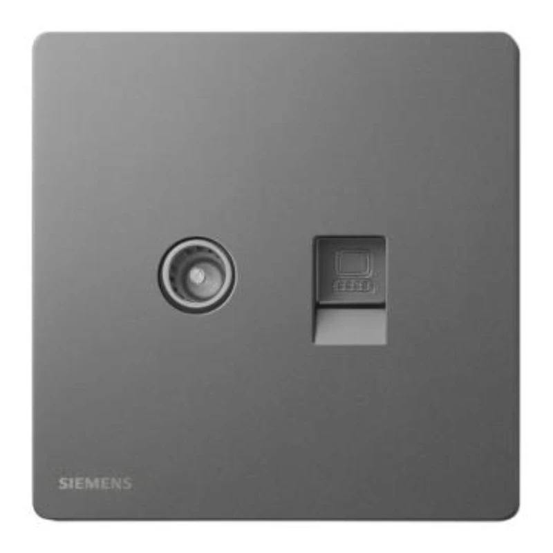 SIEMENS CAT5E, 5UH31353NC05 TV + Computer Socke (Dark Gray/Silver) - Huichen Acus Series