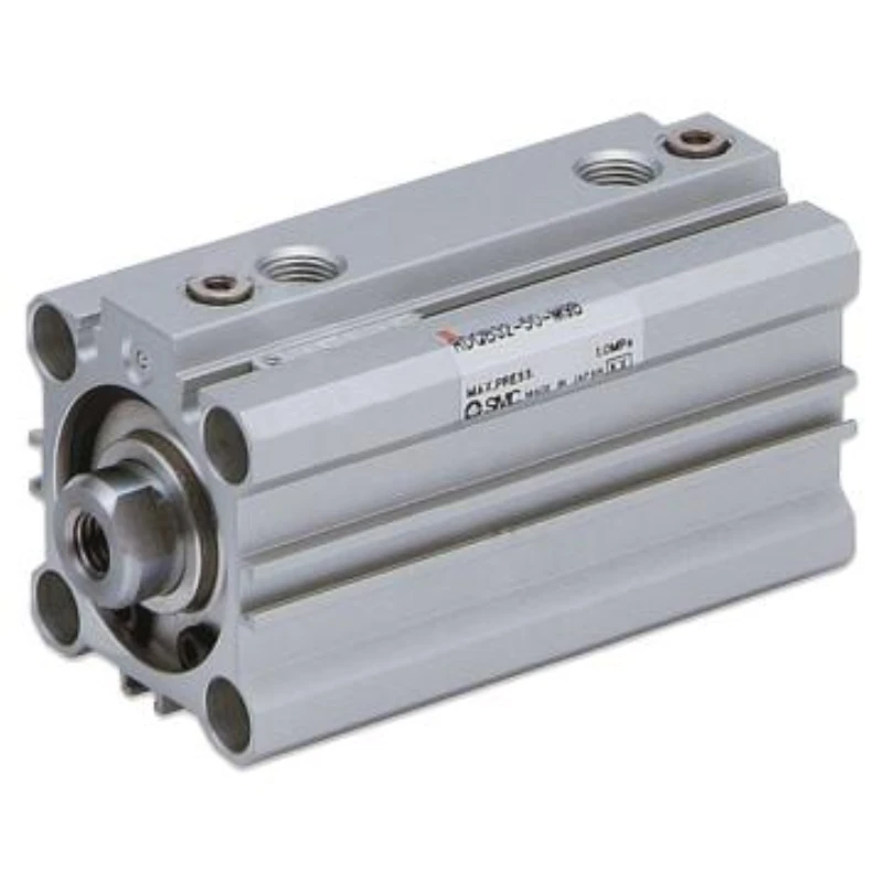 SMC slim cylinder, RQA40-75M, screw holes a both ends for mounting.