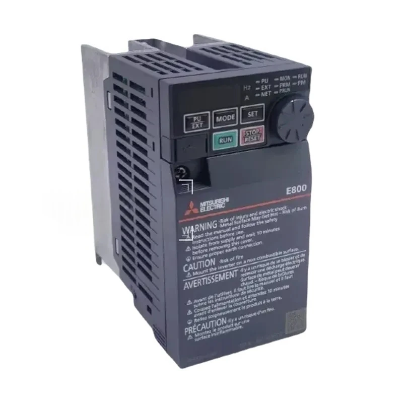 FR-E820S-0.1K-1 Mitsubishi inverter, single-phase 220V universal type, made in Japan.