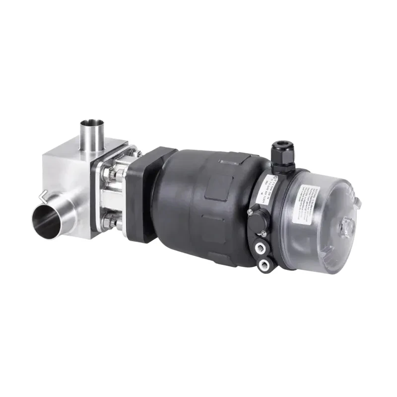 Burkert T-type diaphragm valves for biopharmaceutical sanitary applications.
