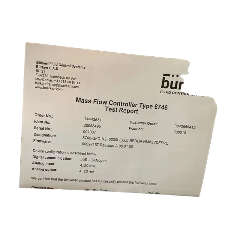 Burkert Mass Flow Controller 8746 MFC 20058495
