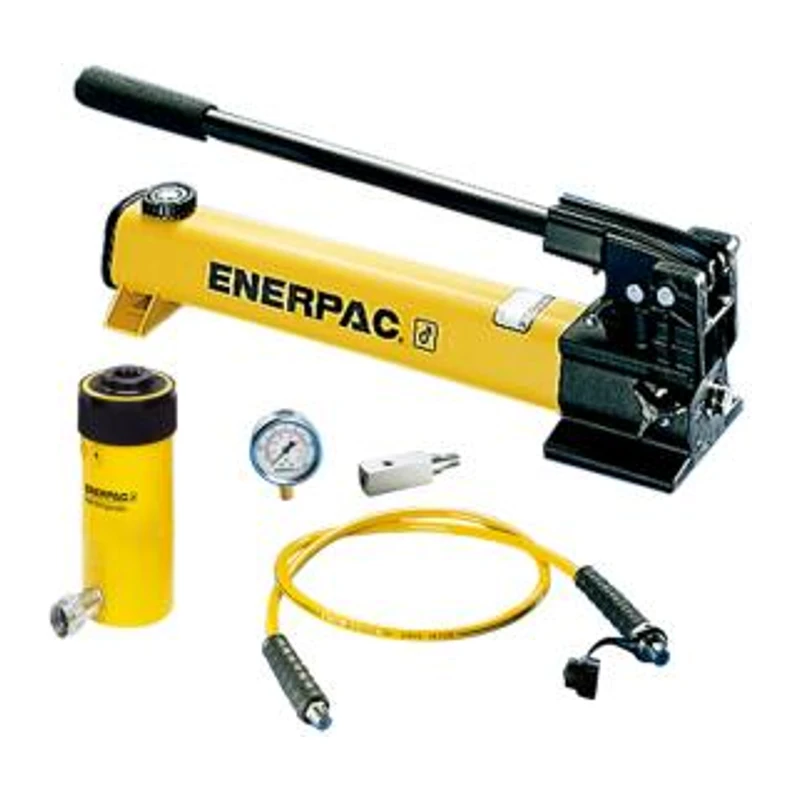 ENERPAC Hollow Piston Hydraulic Cylinder Kit (including cylinder + pump + hose + gauge + gauge base), RCH-123+P-392*+HC-7210+G2535L+GA-3