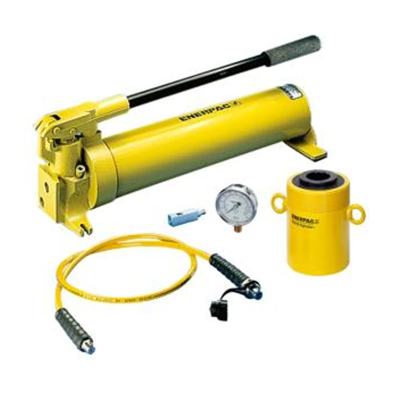 ENERPAC Hollow Piston Hydraulic Cylinder Set (including cylinder + pump + hose + gauge + gauge base), RCH-603*+P-80*+HC-7210+GP-10S+GA-2, 60ton, 76mm